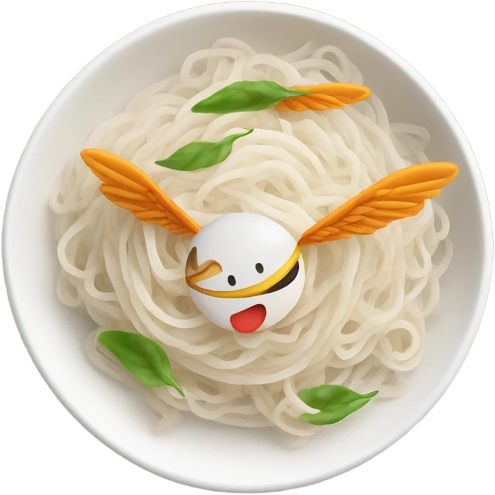 Flat rice noodles with flying wings emoji