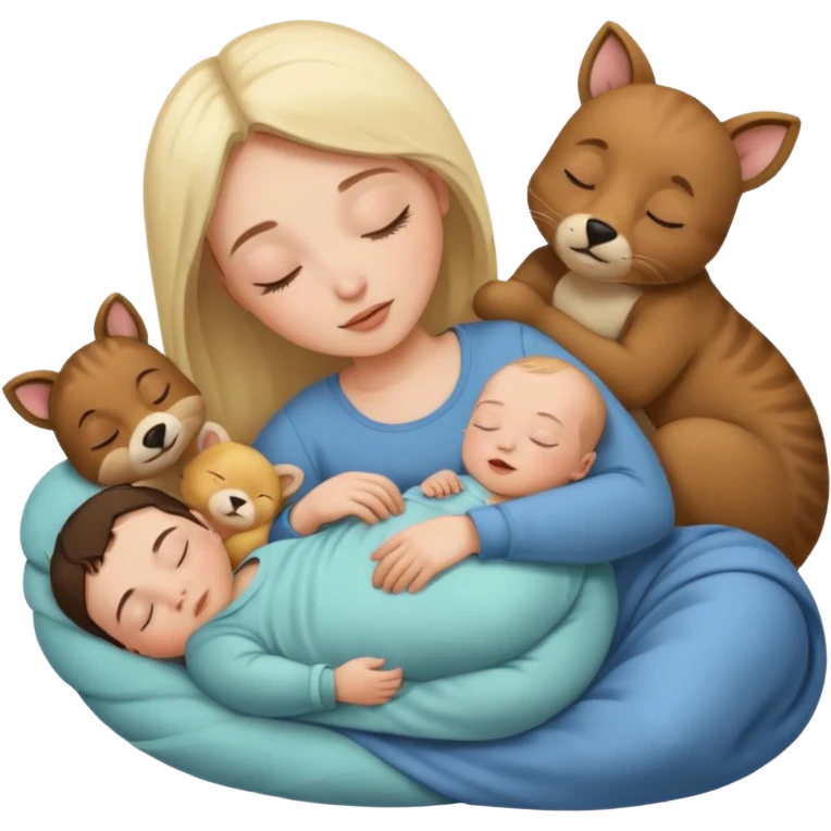 Femme Marie, homme Joseph, et le petit bébé Jesus, et les animaux font tous dodo emoji