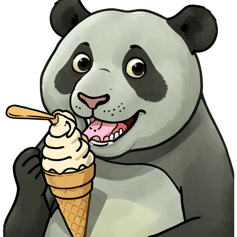 Panda eating ice cream emoji