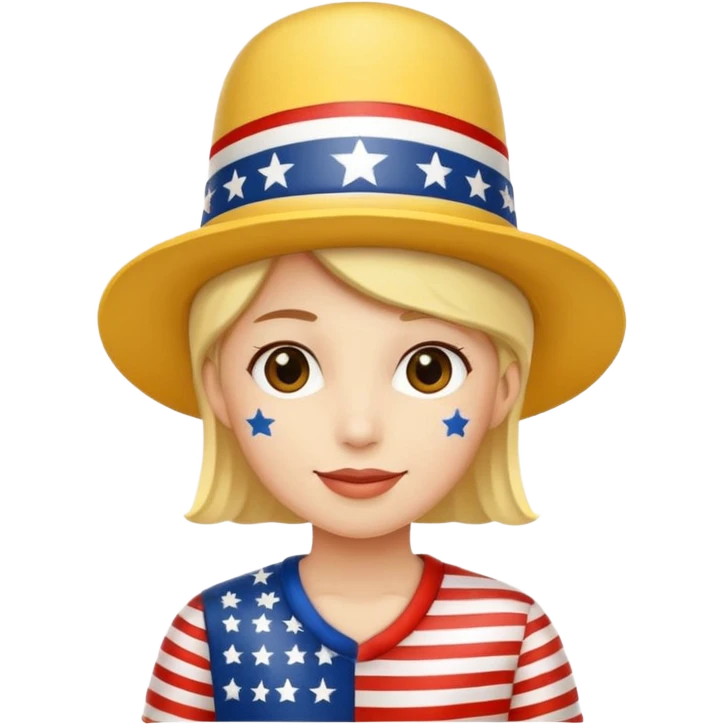 smiling emoji wearing stars and stripes hat celebrating Independence Day emoji