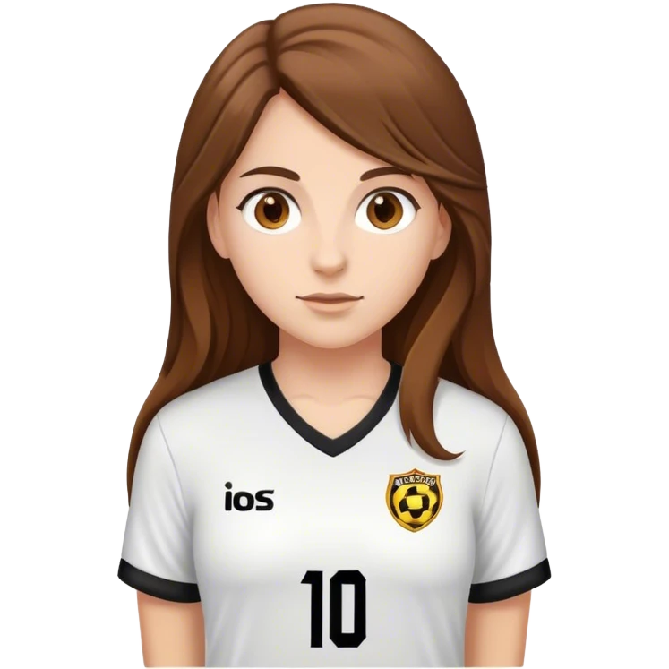 soccer lady white girl brown long hair brown eyes emoji