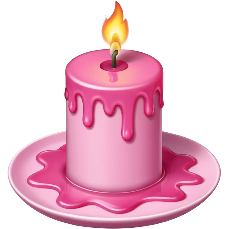 A drawing of a flaming pink candle that could be used at a romantic dinner table. The camera should be isometric at a ultra high angle. emoji