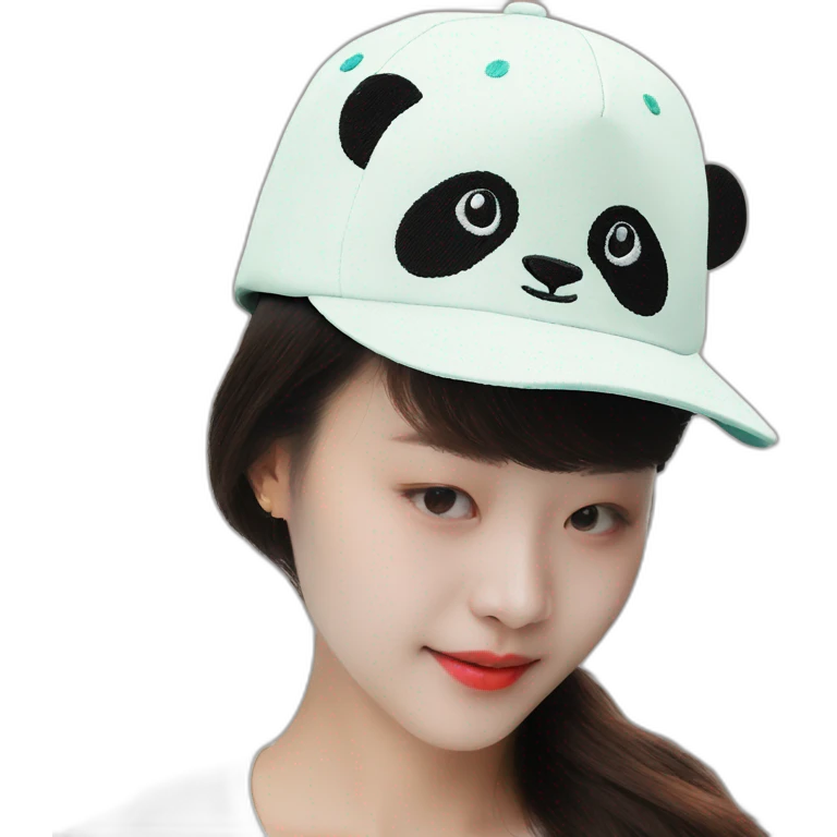 Panda embroidery on a cap emoji