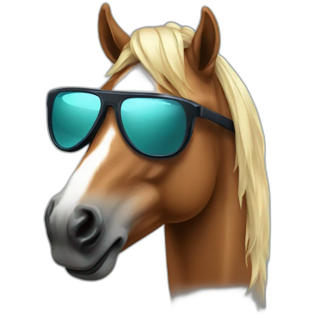 Horse with reflective viper glasses emoji