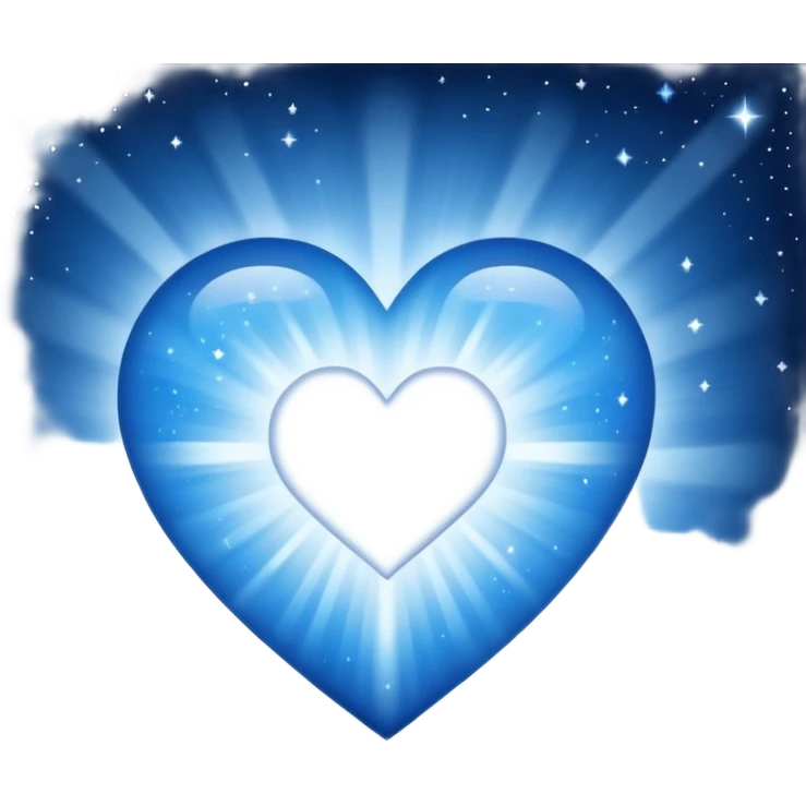 Immaculate Small white heart radiating blue white light within a big cosmic galaxy heart emoji