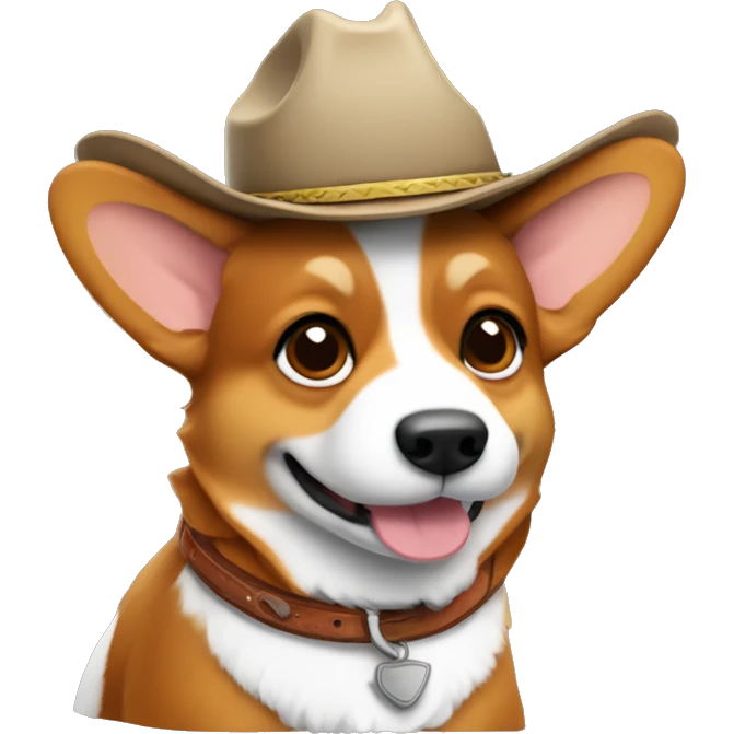 Tricolor corgi with a cowboy hat emoji