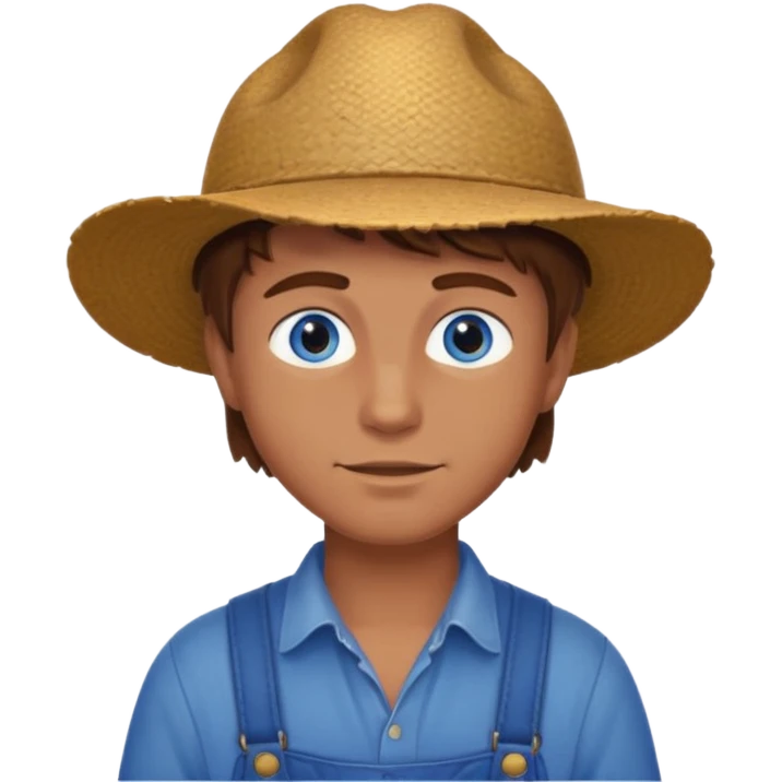 CREATE ME A NICE FARMER BOY BROWN HAIR TANNED SKIN AND BLUE EYES emoji