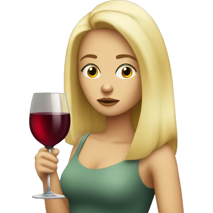sad blonde drinking wine  emoji