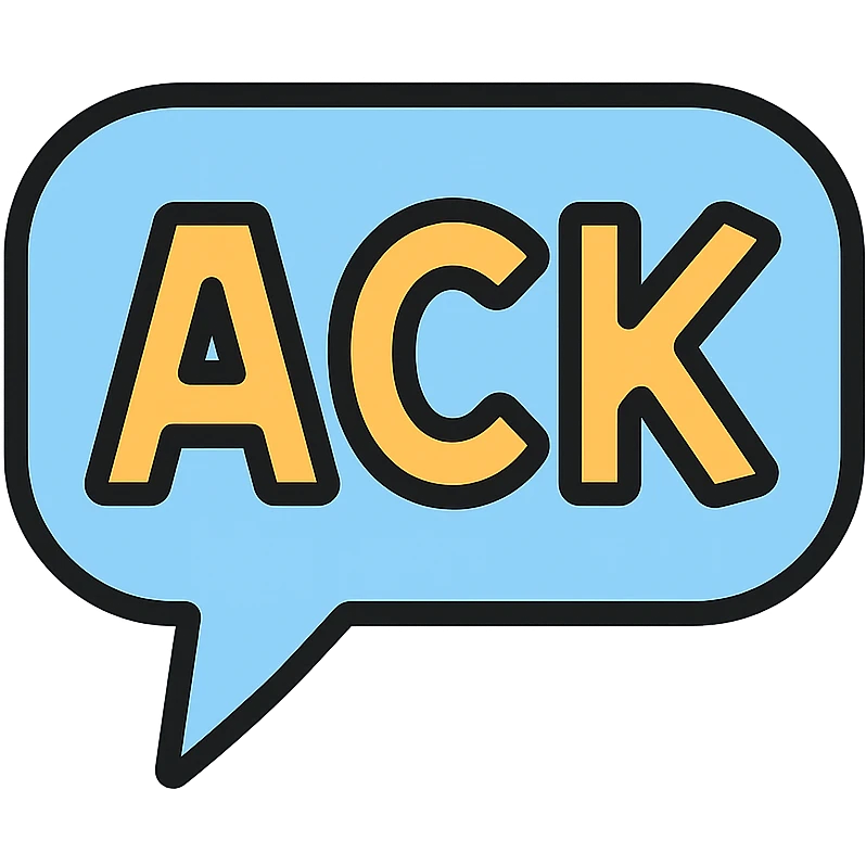 the word 'Ack' inside a comic speech bubble as a color outline icon emoji