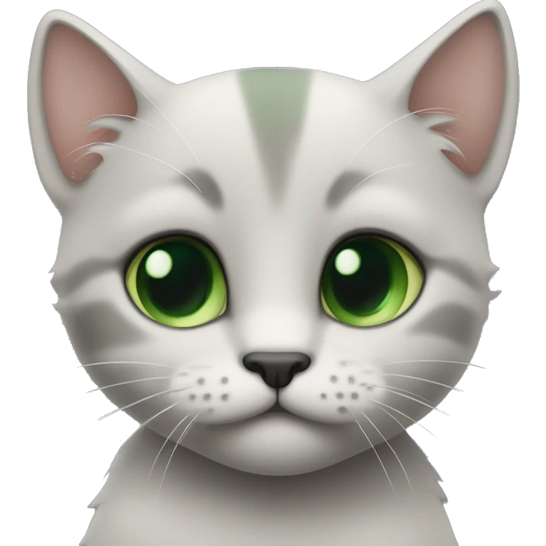 Schwarze baby Katze. Mit grünen Augen und einem weissen Punkt am hals. emoji