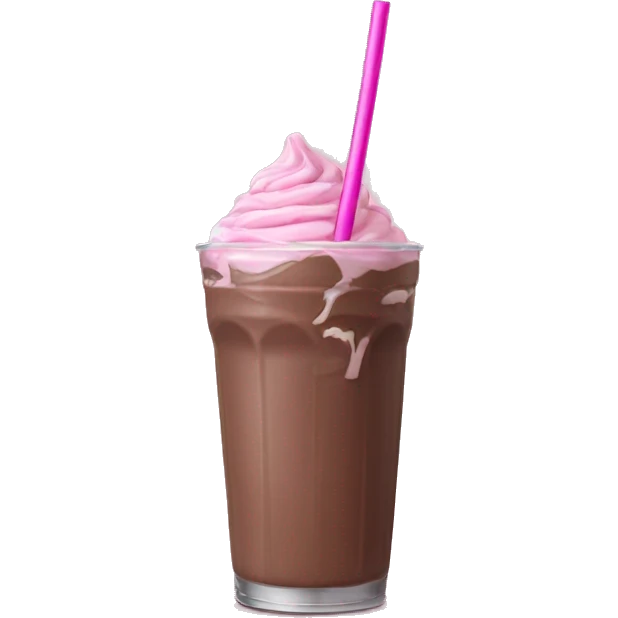 Chocolate milkshake with a pink straw emoji