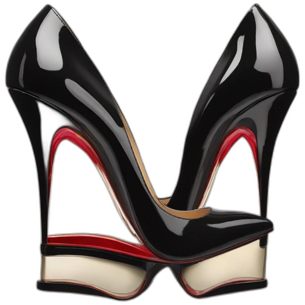One WEDGE heel LOUBOUTIN black leather PATENT emoji