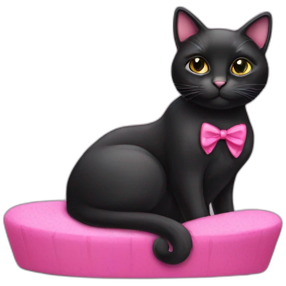 Black cat with pink coquette  emoji