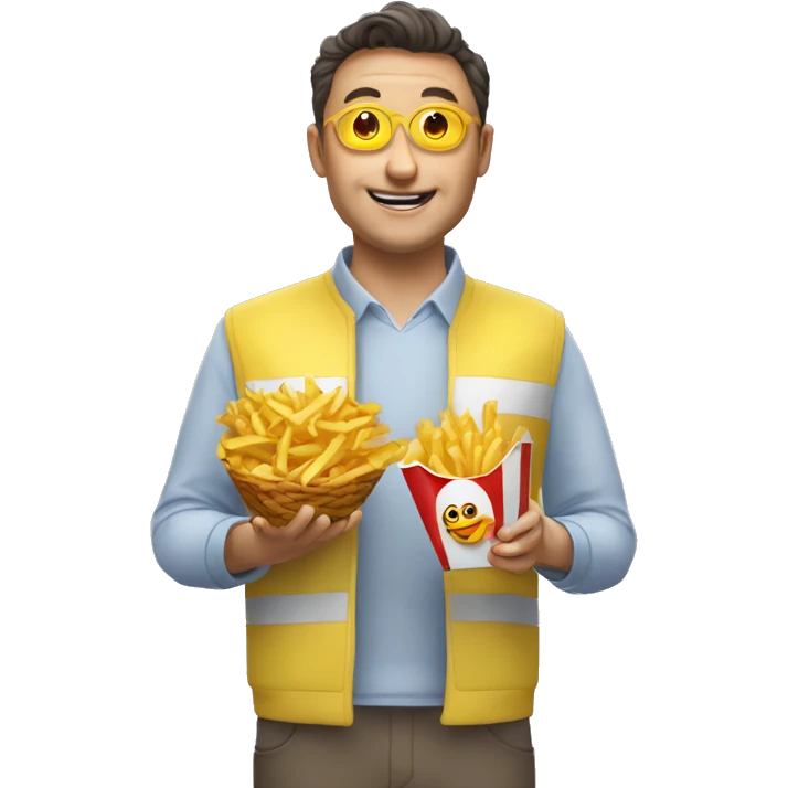jul qui mange des frites avec un ovni emoji