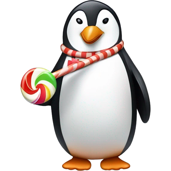 penguin with lollipop in mouth ￼ emoji