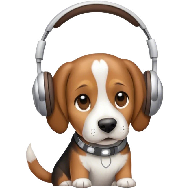 Beagle with headphones emoji