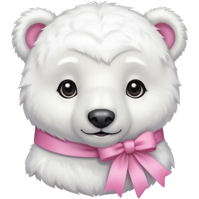 baby white polar bear with pink ribbon emoji