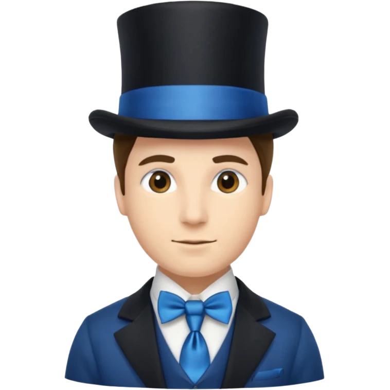 Man in top hat & blue tie emoji