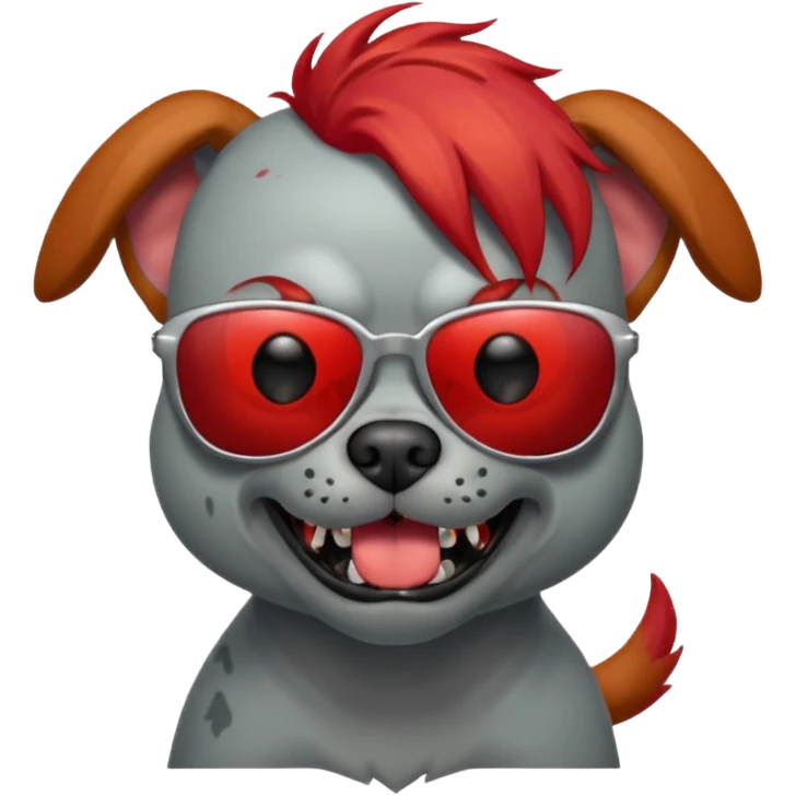Zombie dog with red hair and sun glasses face emoji