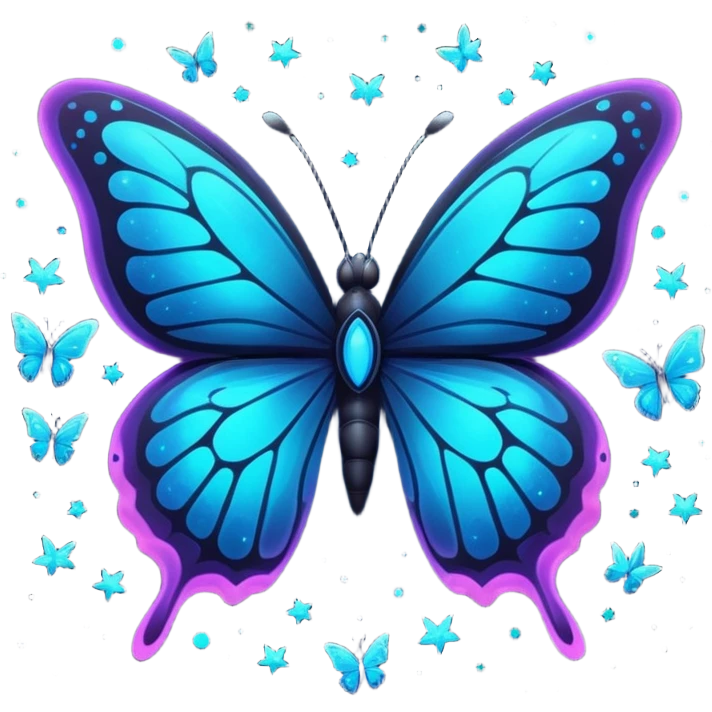 Bioluminescent nebulae dark and neon-glowing nightly dusky starry sparkly butterfly emoji