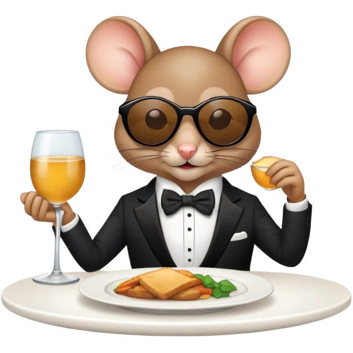 blind mouse with sunglasses at dinner table emoji