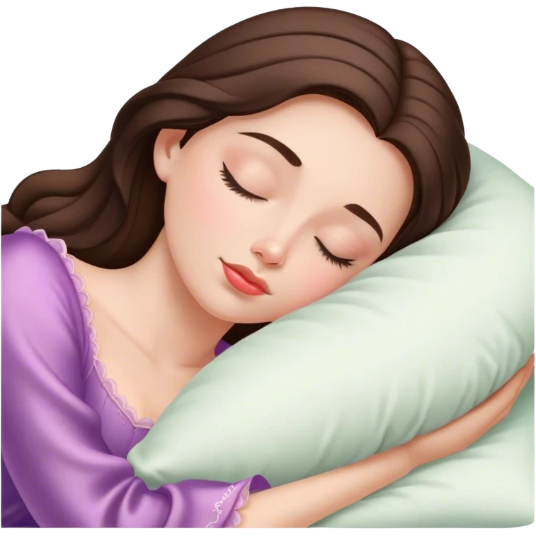 sleeping beauty brunette white girl with a silk pillow emoji