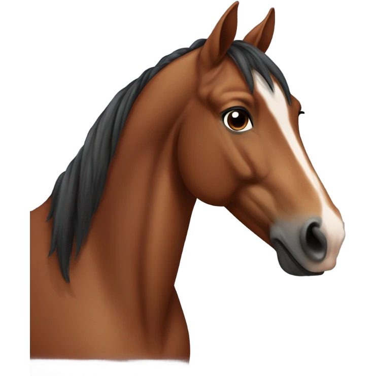 a bay horse with a change in the nostrils and forehead emoji