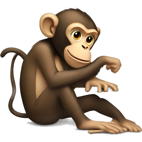 A monkey at a computer with a lot of money around him emoji