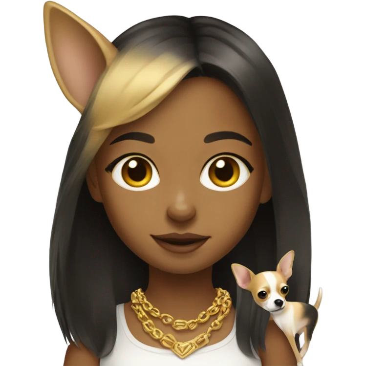 girl with gold chihuahua  emoji