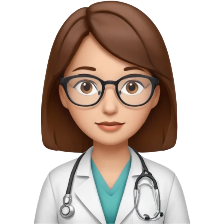 gözlüklü doktor kadın, kahverengi saçlı emoji