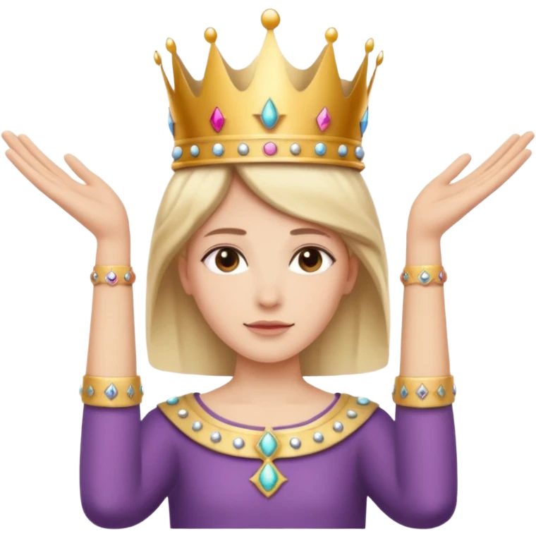 self pride with opened arms and crown on head emoji