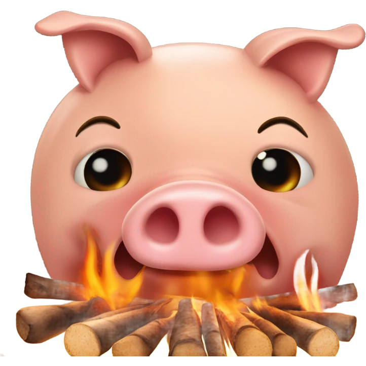 Campfire roasting a pig ￼ emoji