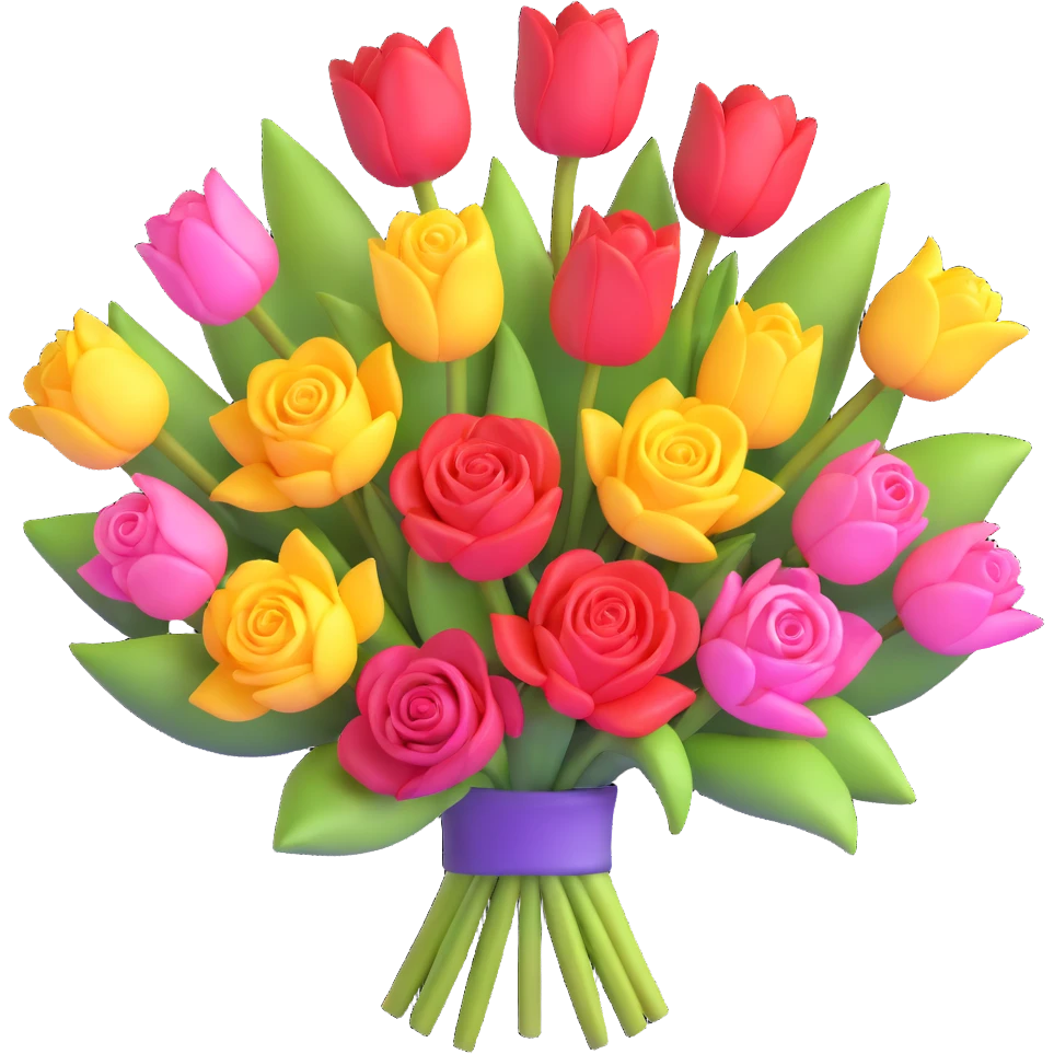 bouquet of roses and tulips emoji