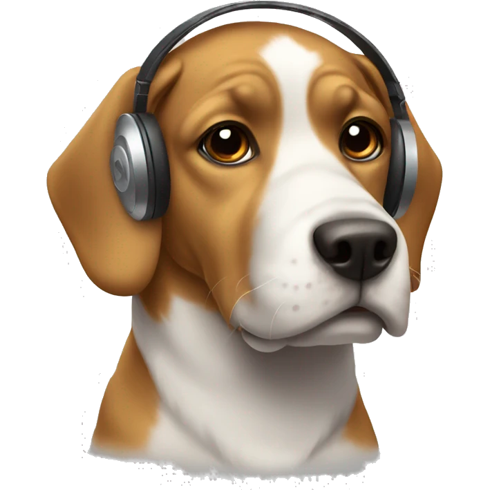 a dog with headphones that thinks emoji