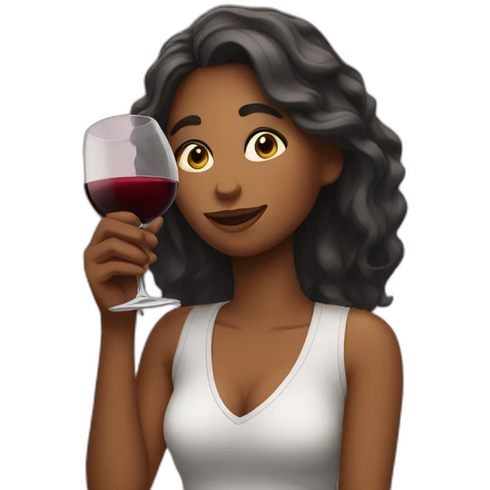 Relaxed girl after work drinking wine emoji