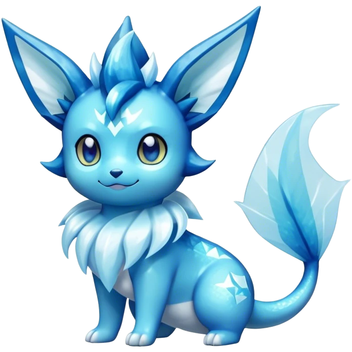 Kawaii Gorgeous Beautiful Shiny Sparkly Vaporeon-Glaceon-Pokémon full body emoji