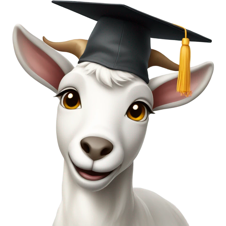 smirking cute goat wearing graduation hat emoji