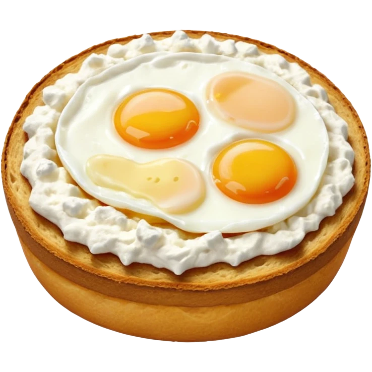 Sour bread with cottage cheese and egg on top emoji