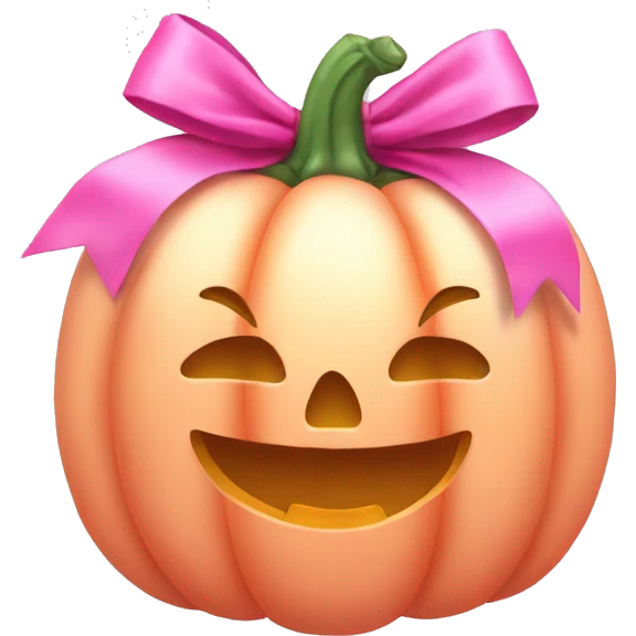 Light pink soft Pumpkin with a pink bow emoji