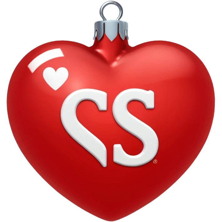red Christmas heart-shaped ball with white "S" logo emoji