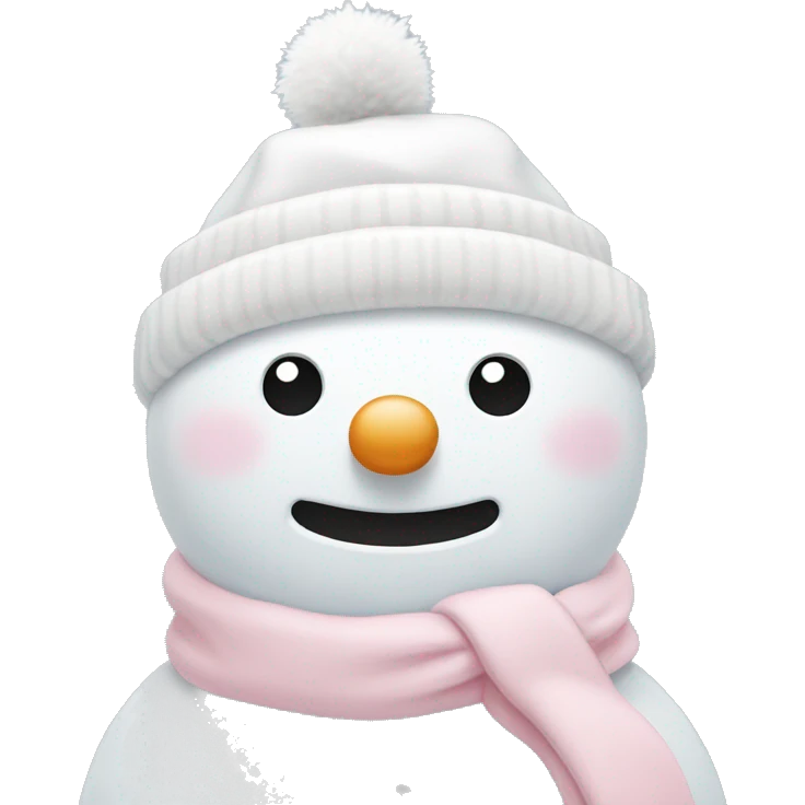 Cute white and light pink snowman emoji