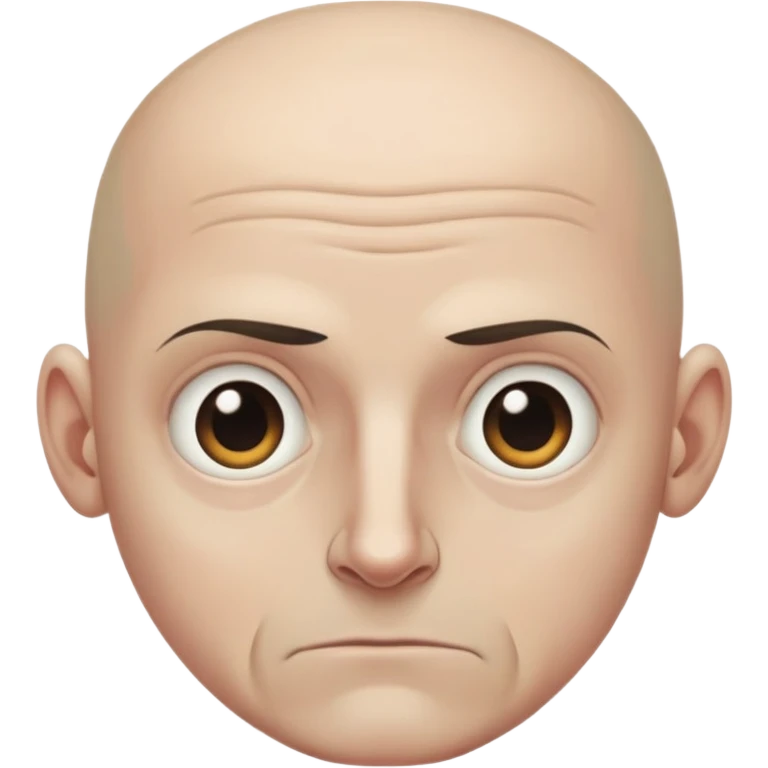 Steven Miller, bald, very grim expression, very narrow face, pronounced sagging eyelids lower on outer sides, bottom lip sticking out emoji