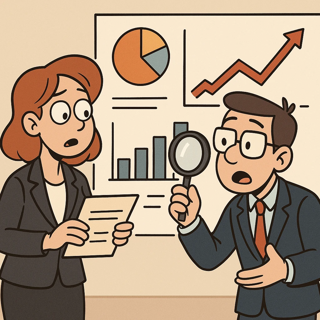 business research illustration with people analyzing charts emoji