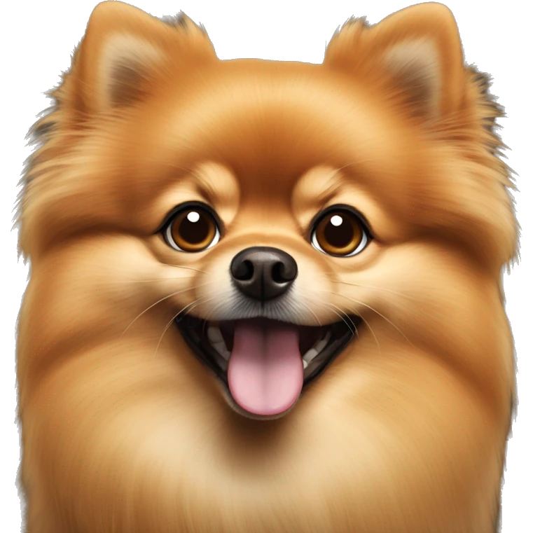 Long nose Pomeranian with her tongue out orangish brown color emoji
