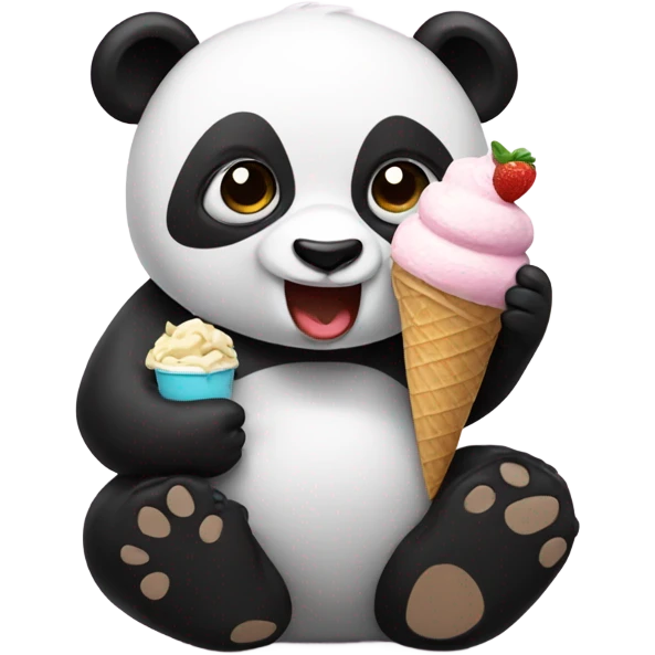 Panda eating ice cream emoji