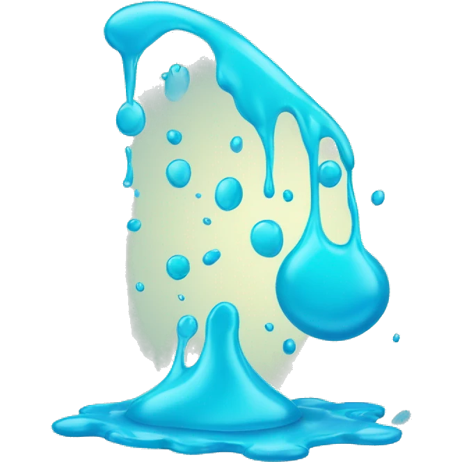 Glowing shiny Cyan blue liquid splash splatter drip emoji