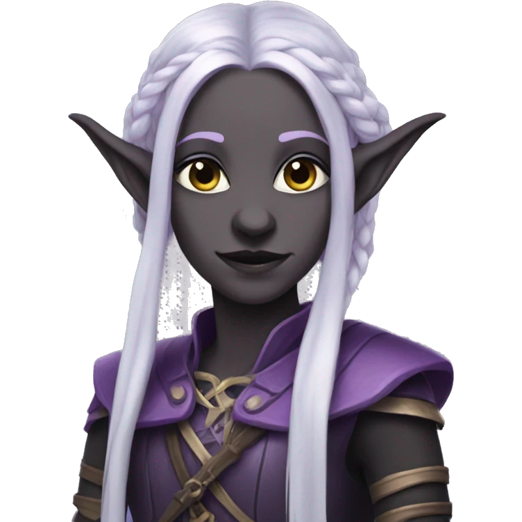 Dark elf with long braid and lilac eyes emoji