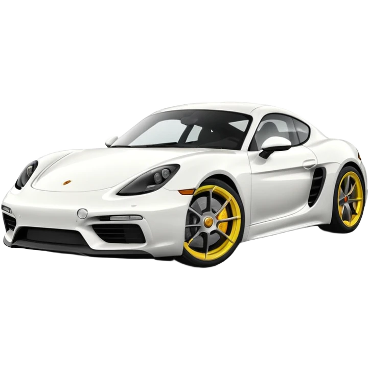 Matte White colored exterior 2024 Porsche 718 Cayman GTS 4.0 with "yellow ceramic brake calipers" only and dark silver anthracite rims emoji