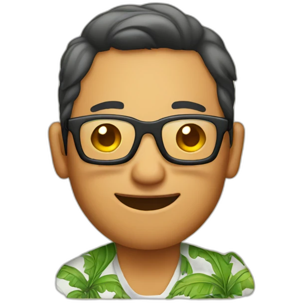 person wearing glasses alohashirt is holding beer emoji
