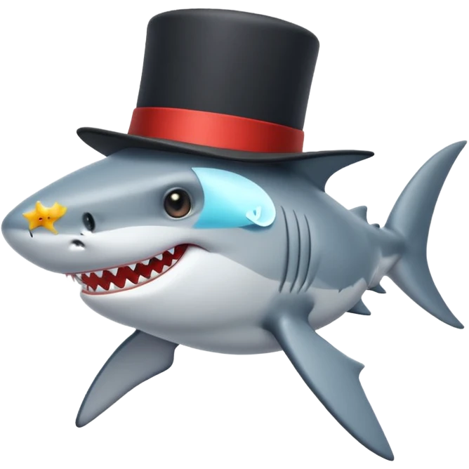 Shark with a top hat emoji